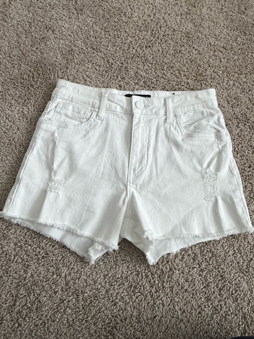 KUT from the Kloth Gigi High Rise White Denim Shorts Size 4 Fray Hem